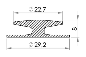 Small technical drawing of 01-055 Bouton PVC 22,7 mm