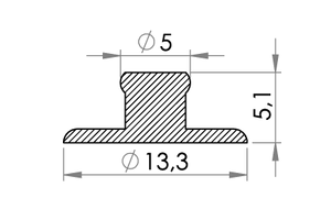 Small technical drawing of 02-031 Bouton pression plastique / PA, mâle