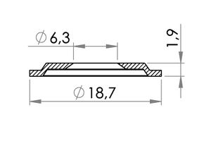 Small technical drawing of 02-118 PVC-Scheibe für Druckknopf 02-331, 02-431