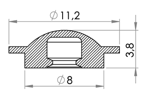 Small technical drawing of 02-324 Bouton pression en PVC, femelle (force de fermeture moyenne)