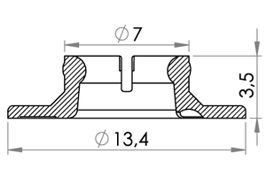 Small technical drawing of 02-431 Nylon klik-knap, hun (høj holdekraft)