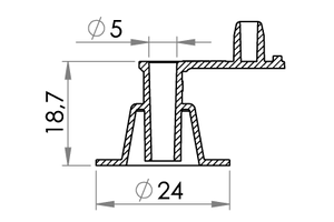 Small technical drawing of 03-305 Inflation valve, Free flow, fixed plug, 5 mm inlet