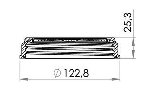 Small technical drawing of 03-568 PEHD threaded plastic Cap with Gasket, 98 mm
