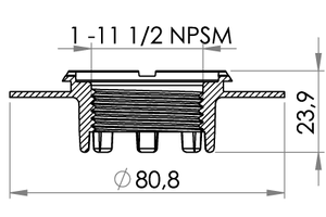 Small technical drawing of 03-609 Bride soudable HF/ultrasonique avec filetage intérieur américain NPSM 1"