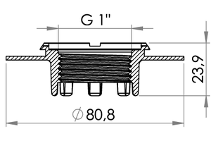 Small technical drawing of 03-611 HF-/Ultraschallschweißbarer Flansch mit G1"-Innengewinde (BSP1").