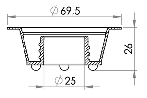 Small technical drawing of 03-628 Presunk threaded filler flange, 25 mm