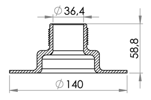 Small technical drawing of 03-634 Goulot de remplissage fileté 1½”(36.4 mm)