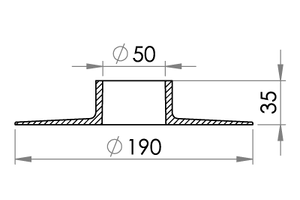 Small technical drawing of 03-640 PVC plastic flange B