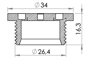 Small technical drawing of 03-645 Gewindestopfen mit Münzschraub für 03-601