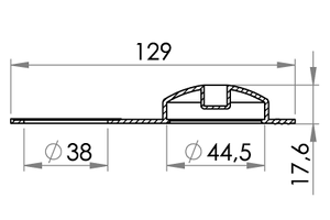Small technical drawing of 03-711 Capuchon de protection en plastique avec anneau de fixation.