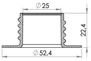 Small technical drawing of 03-730 Bride avec collerette filetée, 25 mm