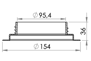 Small technical drawing of 03-734 Threaded PVC Filler Neck, 98 mm