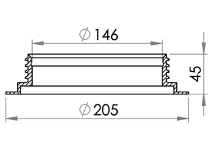 Small technical drawing of 03-735 Plastic Filler Neck, 146 mm