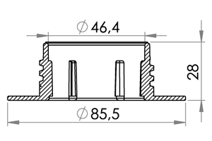 Small technical drawing of 03-745 Kunststoffstutzen, 45 mm