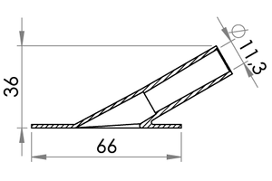 Small technical drawing of 03-802 Tube de gonflage en plastique coudé, 30 Degrees, Ø11 mm