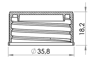 Small technical drawing of 03-935 Screw Cap, 25 mm for weldable nozzle