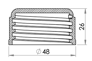 Small technical drawing of 03-974 Threaded plastic Cap for 34 mm nozzle