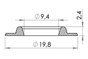 Small technical drawing of 04-121 Kunststofföse, 3/8'' (9.5 mm)