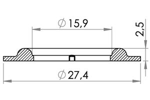 Small technical drawing of 04-123 Œillet en plastique, 5/8”(15.8 mm)