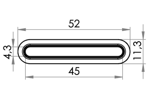 Small technical drawing of 04-140 Oval PVC Eyelet, Light, 4/45 mm