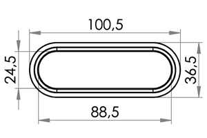 Small technical drawing of 04-141 Œillet ovale en PVC, léger, 24/88 mm