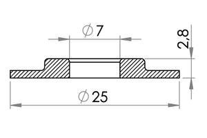 Small technical drawing of 04-274 Rundöse, 7/25 mm