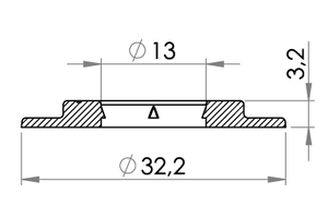 Small technical drawing of 04-276 Heavy-duty plastik surringsring, 13/32mm
