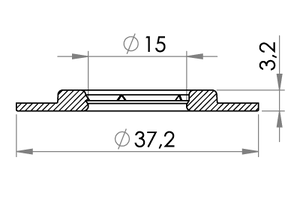 Small technical drawing of 04-277 PVC Rundöse, schwer 15/37 mm