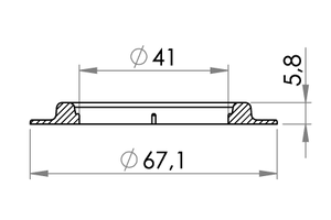 Small technical drawing of 04-279 Œillet en PVC, 40/67 mm, lourd