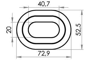 Small technical drawing of 04-403 Œillet en plastique ovale, 20/40 mm