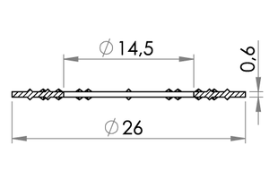 Small technical drawing of 04-510 Rondelle pour œillet à clipser / blocage Ø12 mm