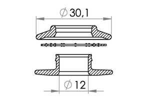 Small technical drawing of 04-512 Œillets clip, Ø 12 mm