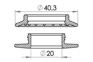 Small technical drawing of 04-522 Clip öse Satz, Ø20 mm