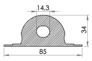 Small technical drawing of 05-046 Support de taquet / ligne renforcé en PVC résistant / ligne, résistant