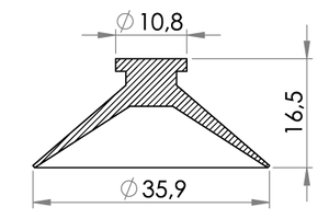 Small technical drawing of 05-132 Plastic  Suction Cup
