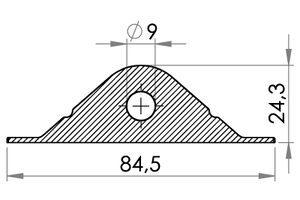 Small technical drawing of 05-147 Point d'attache en plastique, 9/39 mm.