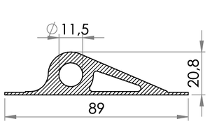 Small technical drawing of 05-148 Kunststoff Leinenhalter, 12/90 mm