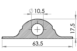 Small technical drawing of 05-247 Kunststoff Leinenhalter, 11/64 mm