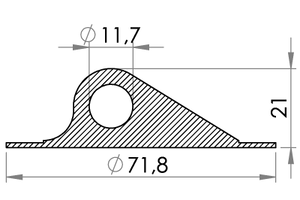 Small technical drawing of 05-248 Support de ligne PVC/PUR, 11/72 mm
