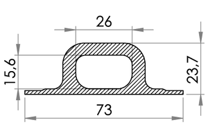 Small technical drawing of 05-446 Pontet en PVC/PUR, 26/15 mm