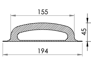 Small technical drawing of 05-686 Poignée en PVC