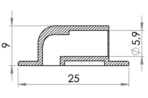 Small technical drawing of 09-002 PVC/PUR Angle Connection