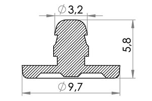Small technical drawing of 09-032 POM Sicherheits-Druckknopf, Unterteil, Verschluss