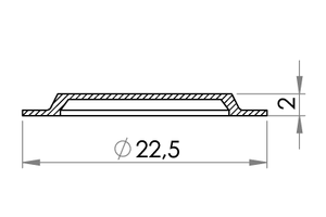 Small technical drawing of 09-143 Udluftningsgitter i PVC/PUR, 1/2"