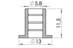 Small technical drawing of 09-219 Kunststoff Schlauchanschluß, Gerader für 6 mm Schlauch