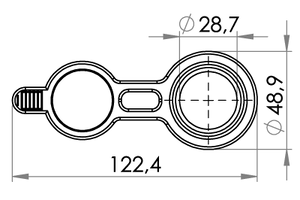 Small technical drawing of 09-677 Port de remplissage / vidange en PVC, 28 mm