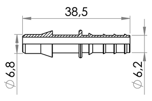 Small technical drawing of 09-726 PELD Schlauchverbindungsrohr, 6.4 mm