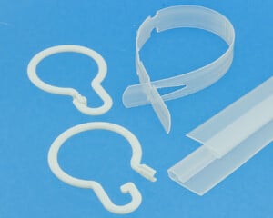 Plastic curtain rings and fittings